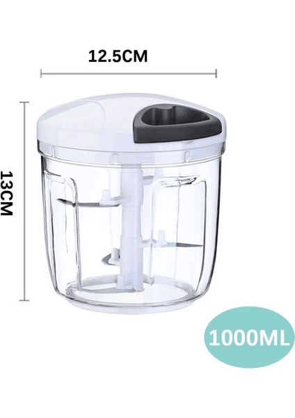 Beyaz 1000 ml Manuel Mutfak Yiyecek Parçalayıcı Mini Sarımsak Püre Öğütücü USB Taşınabilir Kıyma Makinesi Mutfak Gadget Sebze Doğrayıcı (Yurt Dışından)