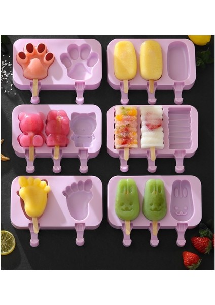 Buz-8 Silikon Dondurma Kalıp Dıy Ev Yapımı Popsicle Kalıpları Dondurucu 4/3 Hücre Küçük Boy Buz Küpü Tepsi Popsicle Varil Yapımcıları (Yurt Dışından)