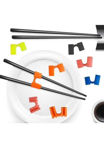 Mavi 5 Adet Plastik Yemek Çubukları Klip Çubuklarını Yardım Eğitim Kapakları Çubuk Tutucular Çubuk Kelepçeleri Suşi Çubuklarını Mutfak Gereçleri (Yurt Dışından)