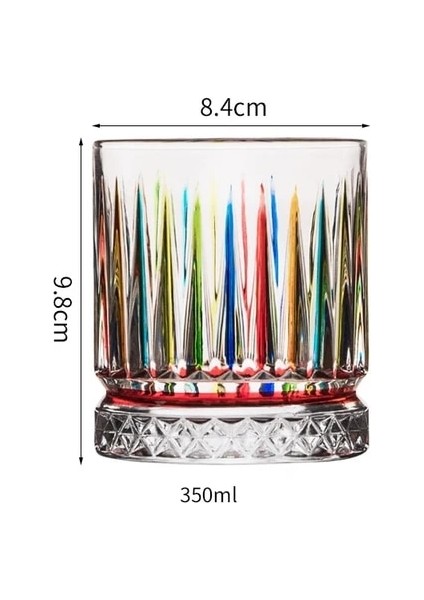 350ML 301-400ML Italyan Tarzı El Boyalı Renkli Viski Highball Cam Oyma Eski Moda Harmanlanmış Scotch Viski Tumbler Kaya Gözlük Bira Kupası (Yurt Dışından)