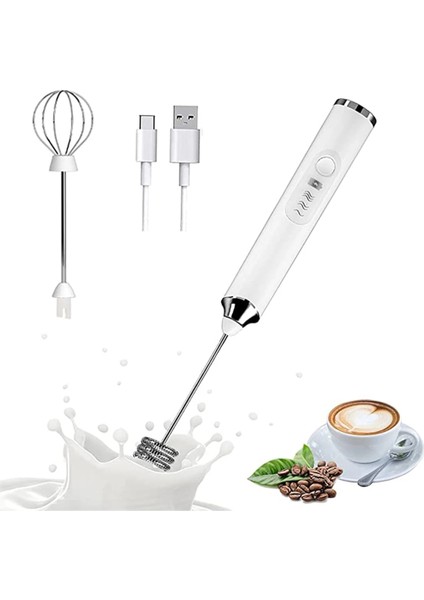 Beyaz-B USB Şarj Yumurta Çırpıcı Elektrikli Kahve Mikser Yumurta Araçları Süt Çalkalayıcı Makinesi Frother Foamer El 3 Hız Ayarlanabilir Blender (Yurt Dışından)