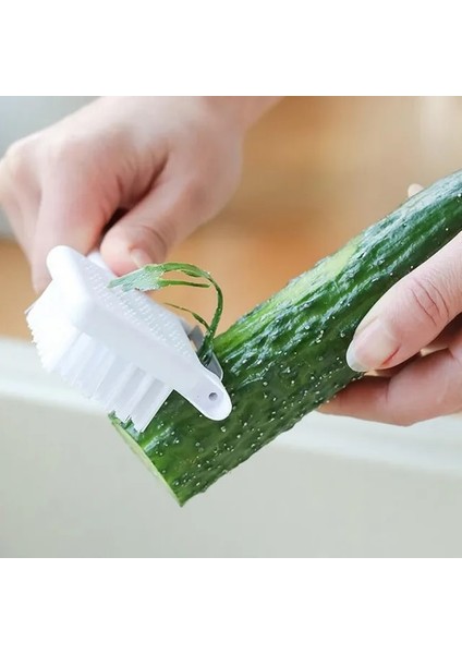 Beyaz Çok Fonksiyonlu Kavun ve Meyve Soyma Kazıma Cihazı Ev Planya Meyve ve Sebze Temizleme Fırçası Soyma Uzun Spatula (Yurt Dışından)