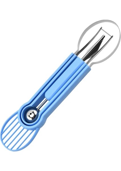 Mavi Kavun Baller Kepçe Seti, 4 In 1 Paslanmaz Çelik Karpuz Kesici Meyve Oyma Alet Takımı, Meyve Scooper Tohum Sökücü Karpuz (Yurt Dışından)