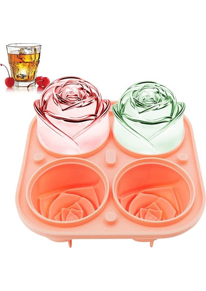 Pembe-2 Adet 3D Gül Buz Kalıpları 2,5 Inç, Büyük Buz Küpü Tepsileri, 4 Dev Sevimli Çiçek Şeklinde Buz Yapın, Silikon Kauçuk Eğlenceli Büyük Buz Topu Makinesi (Yurt Dışından) fırsatları
