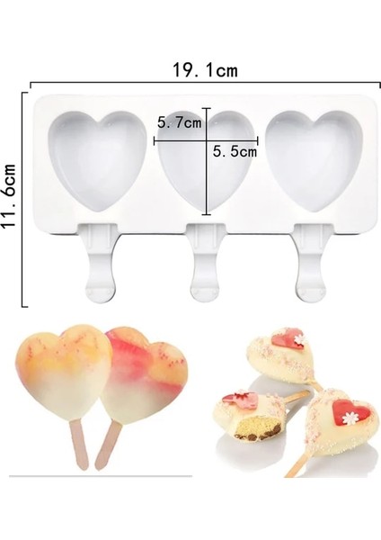 3 Kavite Aşk Kedi Pençesi Dondurma Kalıp Gıda Sınıfı Silikon Kalp Şeklinde Dıy Çikolata Pişirme Puding Kalıp Mutfak Aksesuarları (Yurt Dışından)