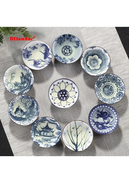 02 4 Adet/takım Mavi ve Beyaz Porselen Çay Bardağı, El-Boyalı Koni Çay Fincanı, Çin Tarzı Desen Çay Fincanları, Çay Aksesuarları Puer Fincan Seti (Yurt Dışından)