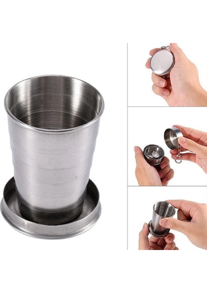 150 ml Açık Seyahat Su Bardağı Taşınabilir Bardak Yaratıcı Teleskopik Bardak 304 Paslanmaz Çelik Katlanır Bardak Seyahat Sıkıştırma Bardak Su Geçirmez (Yurt Dışından)