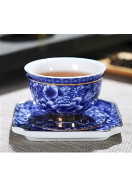C Mavi ve Beyaz Çiçek Çay Fincan Tabağı ile Porselen Çay Kase Jingdezhen Seramik Kung Fu Çay Fincanı Kahve Bira Şarap Kupası (Yurt Dışından)