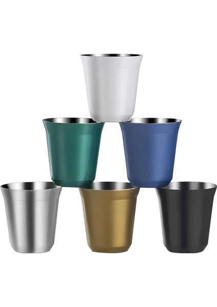 Yeşil 1 Adet 80 ml Espresso Fincan, Çift Paslanmaz Çelik Kahve Fincanları Kupalar Toz Bardak Kahve Kapsül Bardak Ev Mutfak Ofis Için (Yurt Dışından)