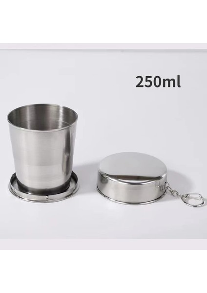 250ML-STIL 1 75/150/250ML Paslanmaz Çelik Katlanır Bardak Kamp Tencere Geri Çekilebilir Bardak Çay Fincanı Teaware Kamp Eşyaları Sofra Katlanmış Bardak (Yurt Dışından)