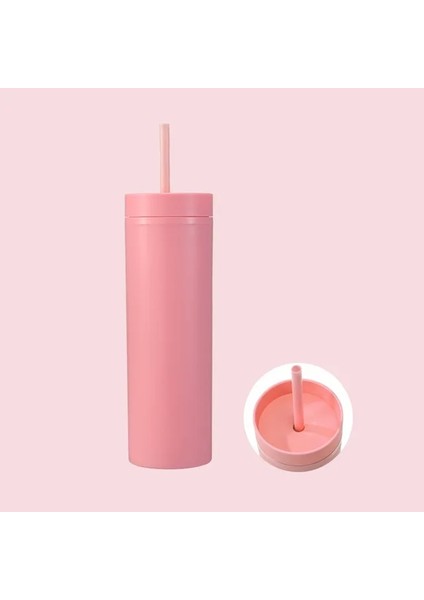 2 Hasır Kapaklar 460 Ml/16 Oz Plastik Saman Bardak Çift Katmanlı Su Şişeleri Kahve Fincanı Yeniden Kullanılabilir Sert Plastik Tumbler Kapaklı Drinkware Noel Hediyesi (Yurt Dışından)