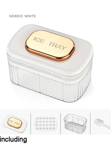 Beyaz Set Basın Tipi Buz Küpü Makinesi Buz Kutusu Tepsisi Gıda Sınıfı Silikon Mutfak Gadget Bira Kahve Için Buz Kovası Buz Topu Kalıbı Hızlı Dondurma (Yurt Dışından)