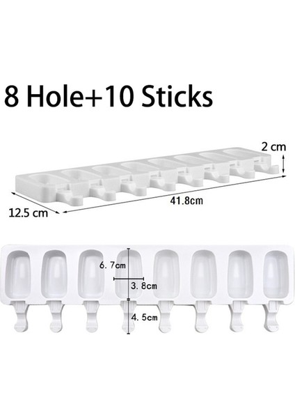 8 Delik 4/8 Delik Gıda Sınıfı Silikon Dondurma Kalıp Buz Pop Küp Popsicle Kalıp Sopalarla Tatlı Dıy Magnum Kek Kalıbı Dondurma Yapma Makinesi (Yurt Dışından)