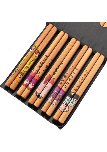 5 Pairs Aile 5 Pairs Sağlıklı Çubuk Seti Anti-Skid Çin Tarzı Suşi Pirinç Çubuklarını Bambu Ahşap Mutfak Sofra Yemek Takımı Seti Hediye (Yurt Dışından)