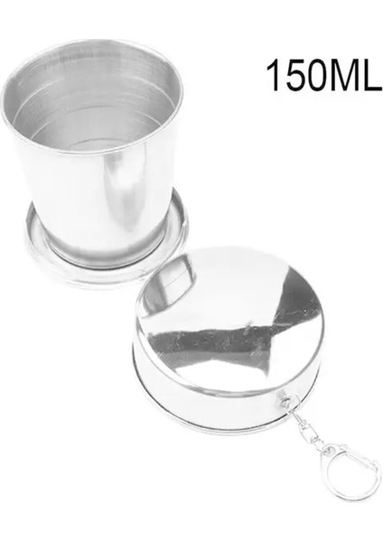 150ML 75ML/150ML/250ML/450ML Açık Seyahat Katlanır Katlanabilir Bardak Teleskopik Kupa Paslanmaz Çelik Kahve Handcup Anahtarlık ile (Yurt Dışından)