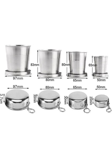 150ML 75ML/150ML/250ML/450ML Açık Seyahat Katlanır Katlanabilir Bardak Teleskopik Kupa Paslanmaz Çelik Kahve Handcup Anahtarlık ile (Yurt Dışından)