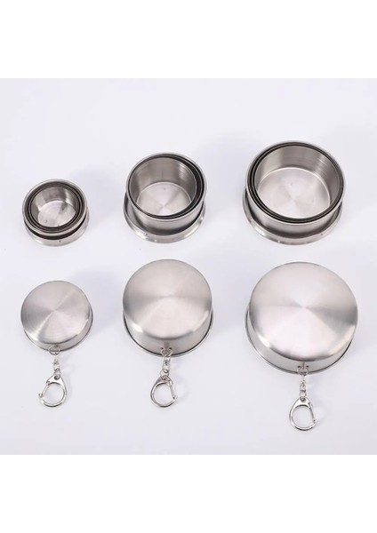 150ML 75ML/150ML/250ML/450ML Açık Seyahat Katlanır Katlanabilir Bardak Teleskopik Kupa Paslanmaz Çelik Kahve Handcup Anahtarlık ile (Yurt Dışından)