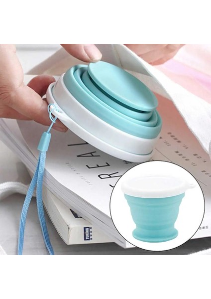 Mavi Katlanır Bardak 100 ml Bpa Ücretsız Gıda Sınıfı Su Bardağı Seyahat Silikon Geri Çekilebilir Renkli Taşınabilir Açık Kahve Handcup (Yurt Dışından)
