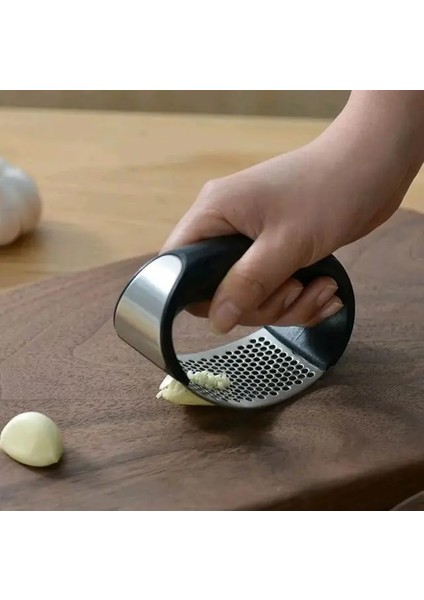 Çelik Siyah Paslanmaz Çelik Manuel Dairesel Sarımsak Presi Ezici Sarımsak Doğranmış Sarımsak Aracı Eğrisi Meyve Sebze Aracı Mutfak Gadget (Yurt Dışından)