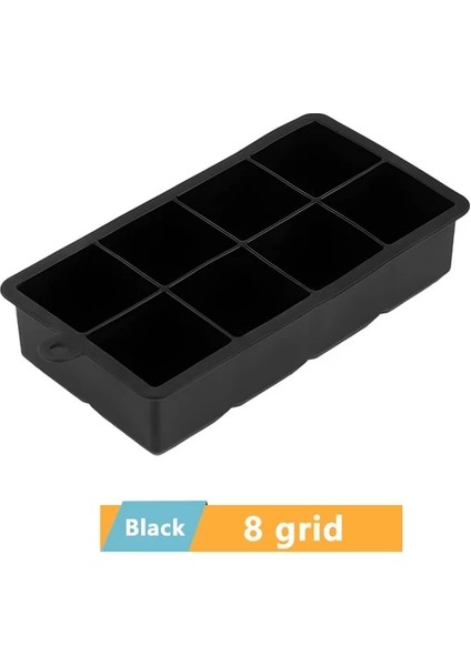 8 Izgara-Siyah Büyük Silikon Buz Küpü Kalıp Gıda Sınıfı Yeniden Kullanılabilir Dondurma Araçları Ev Dıy Buz Yapım Makinesi Küp Tepsi Buz Blokları Makinesi (Yurt Dışından)