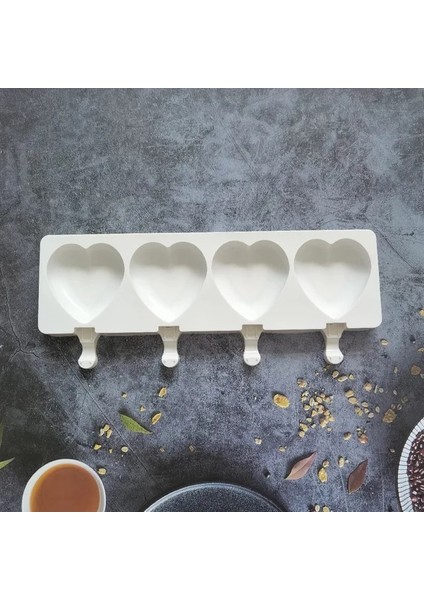 Beyaz Dondurma Kalıp Kalp Şekli Silikon Popsicle Formu Makinesi Buz Lolly Kalıpları Buz Küpü Tepsi Parti Bar Dekorasyon Fondan Kalıpları (Yurt Dışından)