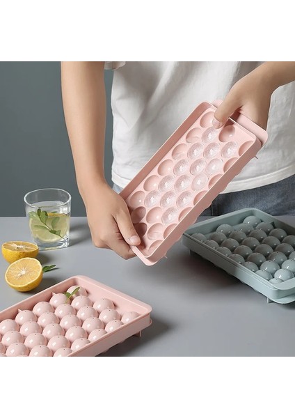 Pembe-A Buz Topu Makinesi Çıkarılabilir Kapaklı Kalıplar Plastik Kalıp Buz Küpü Tepsileri Yuvarlak Top Buz Küpü Makineleri Ev Bar Mutfak Aksesuarları (Yurt Dışından)
