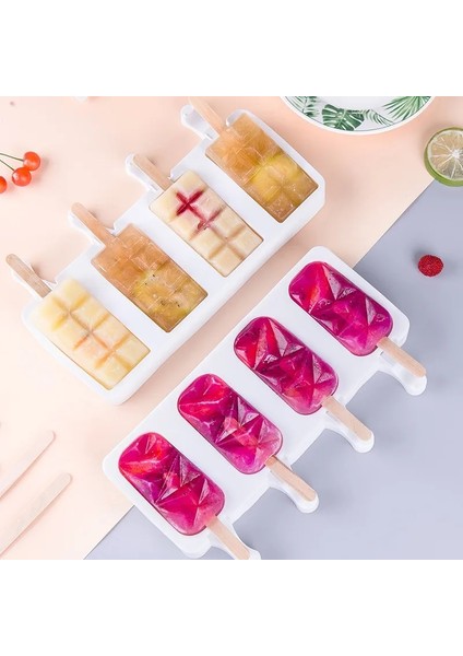 S Dondurma Kalıpları Silikon Gıda Sınıfı Buz Pop Küp Popsicle Kalıp Sopalarla Tatlı Dıy Magnum Kek Kalıbı Dondurma Yapma Makinesi (Yurt Dışından)