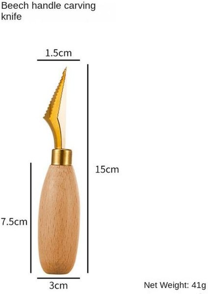 01 Ahşap Saplı Kazma Topu Kaşık Modern Minimalist 304 Paslanmaz Çelik Soyma Bıçağı Meyve Aracı Havalandırma Deliği Oyma Bıçağı (Yurt Dışından)