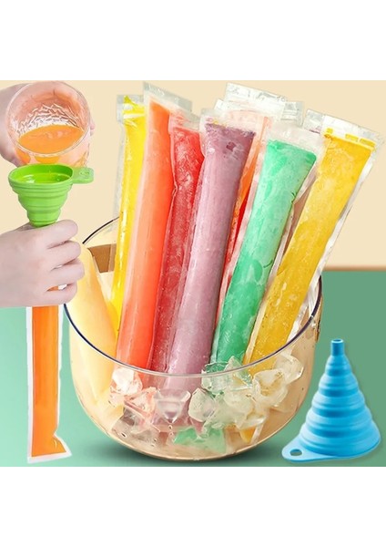 Mavi Huni-1 Adet Yaz Tek Kullanımlık Buzlu Şeker Kalıp Torbaları Dondurma Kilitli Torbalar Dondurucu Tüpleri Fermuarlı Contalar Huni Dondurma Çubuğu Smoothies Çantası (Yurt Dışından)