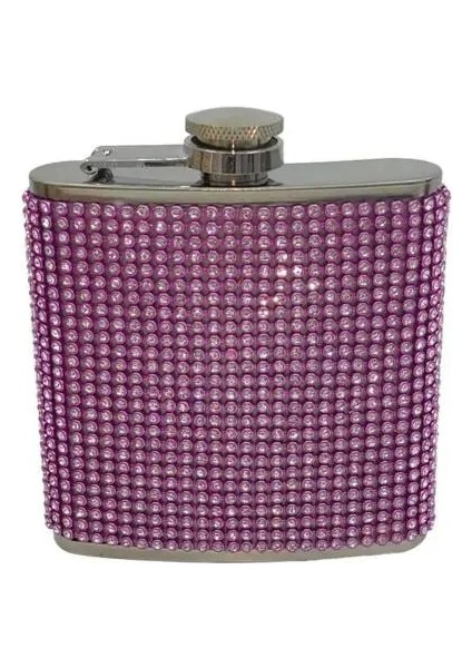 Pembe 180 ml Cep Şişesi Kişiselleştirilmiş Rhinestone Çivili Sızdırmaz Paslanmaz Çelik Yeniden Kullanılabilir Anti-Damla Şarap Şişesi Likör Şişesi Kadınlar Için (Yurt Dışından)