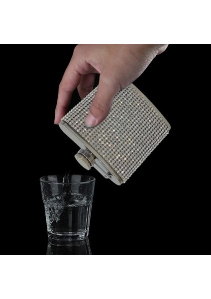 Pembe 180 ml Cep Şişesi Kişiselleştirilmiş Rhinestone Çivili Sızdırmaz Paslanmaz Çelik Yeniden Kullanılabilir Anti-Damla Şarap Şişesi Likör Şişesi Kadınlar Için (Yurt Dışından)