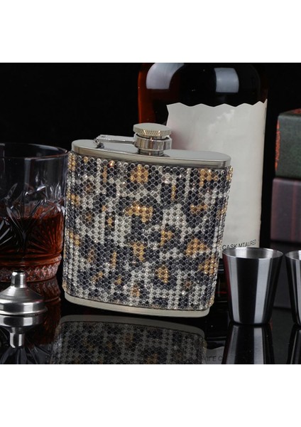 Pembe 180 ml Cep Şişesi Kişiselleştirilmiş Rhinestone Çivili Sızdırmaz Paslanmaz Çelik Yeniden Kullanılabilir Anti-Damla Şarap Şişesi Likör Şişesi Kadınlar Için (Yurt Dışından)