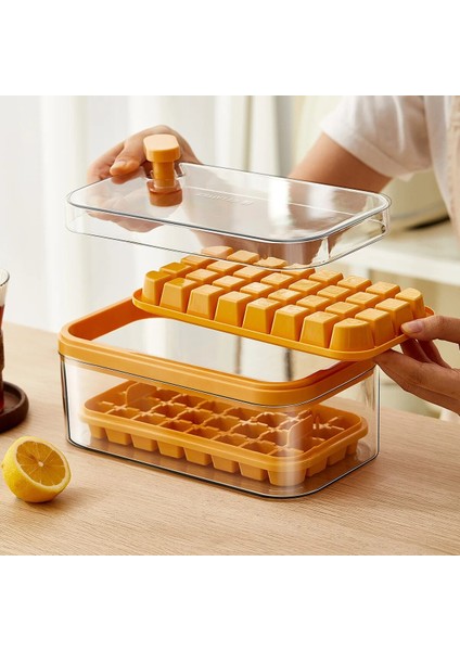 1 Ice Cube Tepsi Seti 2023 Silikon Buz Kalıbı ve Saklama Kutusu 2'si 1 Arada Ice Cube Tepsi Yapımı Kalıp Kutusu Maker Bar Mutfak Aksesuarları Mutfak Eşyaları Ev Aletleri (Yurt Dışından)