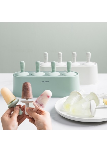 Yeşil Silikon Popsicle Kalıp Buz Küpü Makinesi Dondurma Kalıpları De Silicona Tepsi Popsicle Diy Tatlı Çubukları 4 Hücre Delik Meyve Suyu Yapmak (Yurt Dışından)