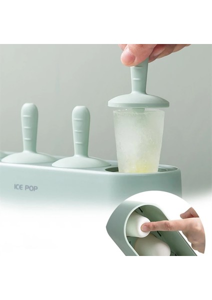 Yeşil Silikon Popsicle Kalıp Buz Küpü Makinesi Dondurma Kalıpları De Silicona Tepsi Popsicle Diy Tatlı Çubukları 4 Hücre Delik Meyve Suyu Yapmak (Yurt Dışından)