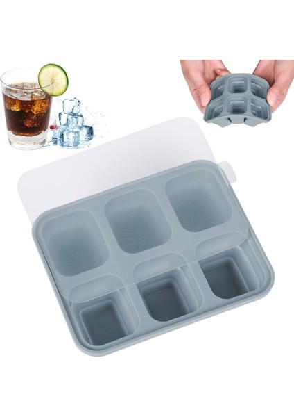 6 Delik G-9.6X7.6X3CM 4/6/8 Izgara Büyük Buz Tepsisi Kalıp Kutusu Büyük Gıda Sınıfı Silikon Buz Küpü Kare Tepsi Kalıp Diy Bar Pub Şarap Buz Blokları Makinesi Modeli (Yurt Dışından)