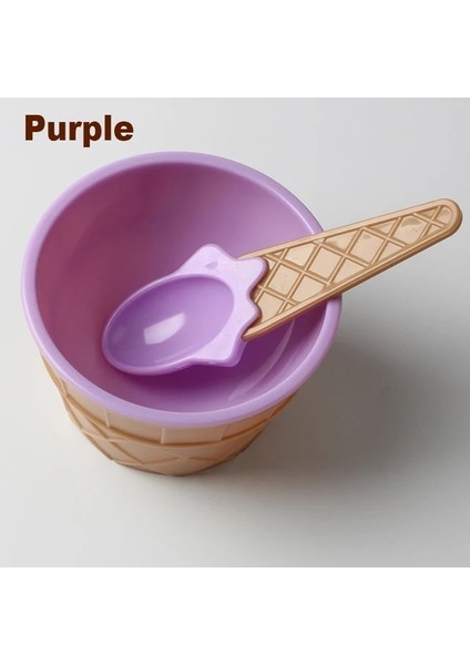 Dondurma Aracı Dondurma Kasesi ve Kaşık Seti Sofra Plastik Karikatür Yumurta Koni Çocuk Meyve Salatası Tatlı Kase Küçük Tabak Mutfak Aksesuarları (Yurt Dışından)