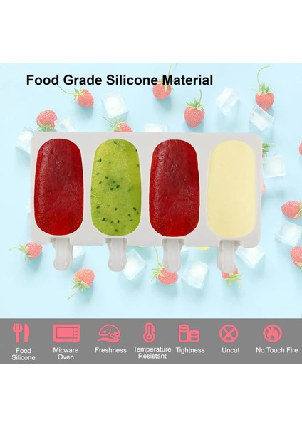50 Pcs Çubuklu Silikon Popsicle Kalıpları 4/8 Kaviteli Popsicle Yapımcısı Kalıp, Bpa Içermeyen Silikon Kek Pop Kalıpları, Kolay Bırakılan Buz Pop Kalıpları (Yurt Dışından)