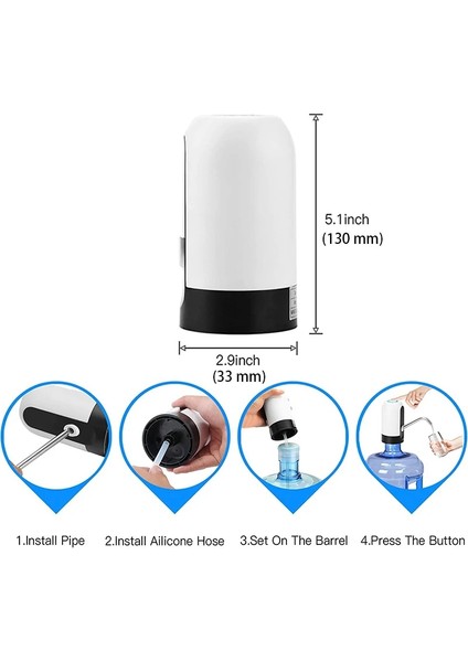 Beyaz Ev Aletleri Su Şişesi Pompası Mini Namlulu Elektrikli El Basın Su Pompaları USB Şarj Otomatik Taşınabilir Içecek Su Sebili (Yurt Dışından) fırsatları