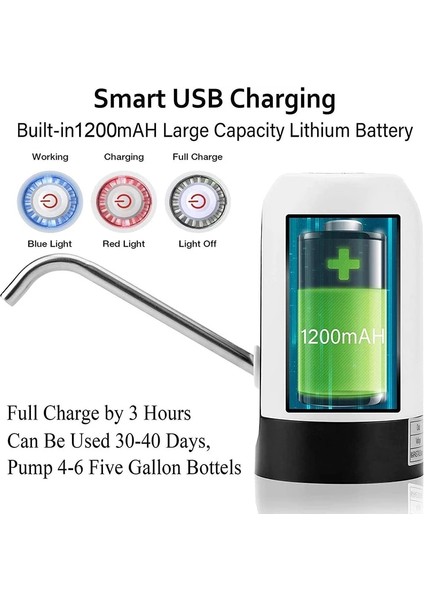 Beyaz Ev Aletleri Su Şişesi Pompası Mini Namlulu Elektrikli El Basın Su Pompaları USB Şarj Otomatik Taşınabilir Içecek Su Sebili (Yurt Dışından) indirimleri