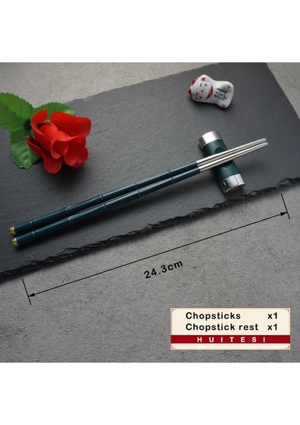 Yemek Çubukları 2 High-End Japon Paslanmaz Çelik Yemek Çubukları Seti Metal Kaymaz Çelik Çubuk Yeniden Kullanılabilir Gıda Suşi Çubukları Mutfak Gereçleri (Yurt Dışından)