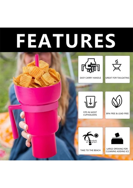 Açık Turuncu 2 In 1 Snack Bowl Içecek Pipetli Bardak Taşınabilir Stadyum Tumbler Renk Değişimi Sıçramaya Dayanıklı Sızdırmaz Taşınabilir Snack Konteyner Yeni (Yurt Dışından) fiyatları