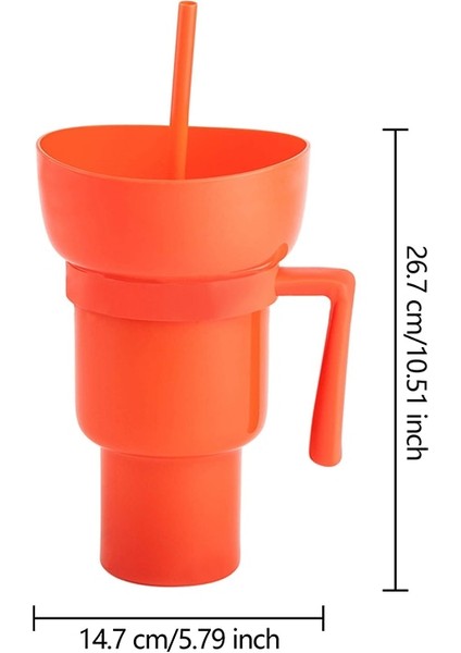 Açık Turuncu 2 In 1 Snack Bowl Içecek Pipetli Bardak Taşınabilir Stadyum Tumbler Renk Değişimi Sıçramaya Dayanıklı Sızdırmaz Taşınabilir Snack Konteyner Yeni (Yurt Dışından) fırsatları