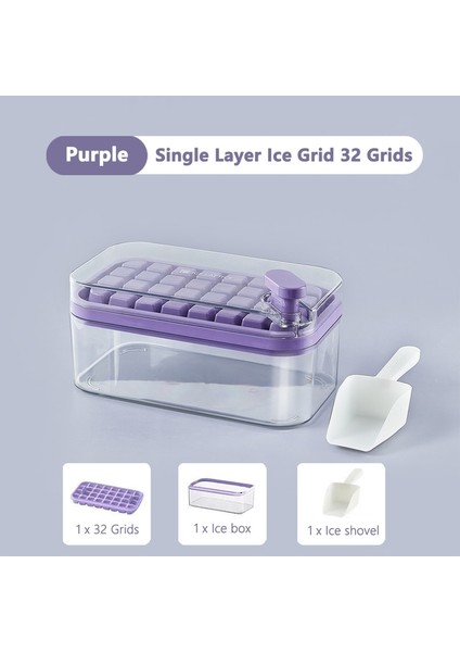 Mor 1 Tepsi ile Hızlı Kalıptan Buz Küpü Kalıpları Tepsi Bir Düğme Basın Buz Yapıcı Yaratıcı Parti Bar Mutfak Dondurucu Soğutma Içecek Buz Tepsisi Toplayın (Yurt Dışından)