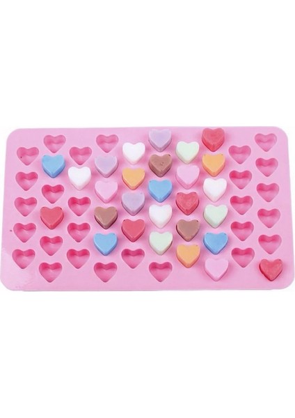 Pembe Mutfak Pişirme Araçları 55 Delik Sevimli Kalp Tarzı Silikon Çikolata Kalıp Buz Şeker Lolly Muffin Kalıp Sevgililer Hediye Makinesi D0136 (Yurt Dışından)