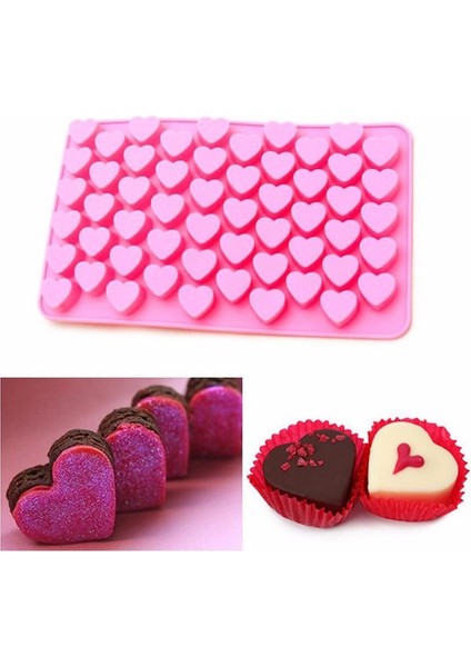 Pembe Mutfak Pişirme Araçları 55 Delik Sevimli Kalp Tarzı Silikon Çikolata Kalıp Buz Şeker Lolly Muffin Kalıp Sevgililer Hediye Makinesi D0136 (Yurt Dışından)