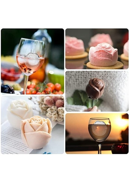 Gök Mavisi-6 Izgaralar Yaratıcı Gül Buz Küpü Tepsisi, 4/6 Bölmeli Silikon Gül Şekli Buz Topu Yapma Kalıbı, Şarap Için Kolay Çıkarma, Meyve Suyu Ev (Yurt Dışından) modelleri