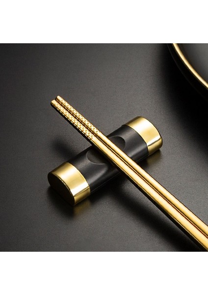 Siyah Altın Alaşım Çin Chopstick Gıda Sopa Suşi Çubuklarını Çubuklarını Dinlenme Çubuklarını Tutucu Kaşık Yastık Şekli Çerçeve Mutfak Aletleri (Yurt Dışından)