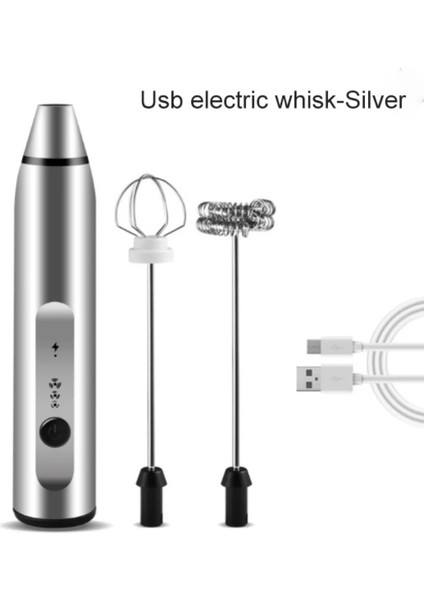 B Süt Köpürtücü El USB Şarj Edilebilir Elektrikli Köpük Makinesi Yumurta Çırpıcı Kahve Için Mini Süt Köpürtücü Içecek Mikseri 2 Çırpma Teli ile (Yurt Dışından)