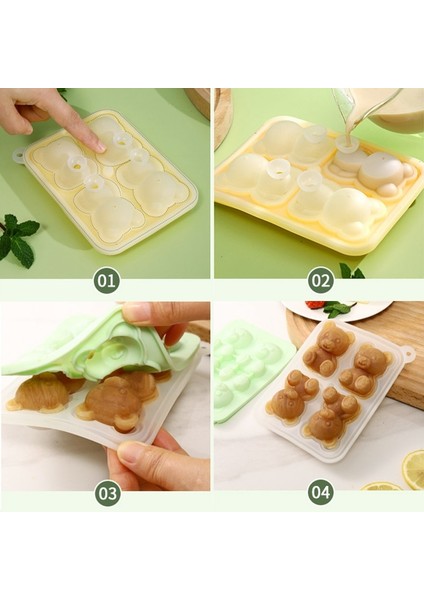 Siyah 1 Adet 4 Izgara Buz Küpü Tepsi Sevimli Ayı Şekli Buz Bloğu Kalıp Silikon Buz Yapım Makinesi Dondurma Aracı Dondurulmuş Buz Topu Buz Kutusu Kapaklı Buz Kalıbı (Yurt Dışından) indirimleri